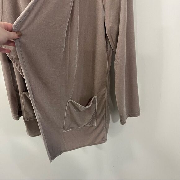 Soft Surroundings Velvet Open Front Cardigan Sand Colored Small - Picture 7 of 10